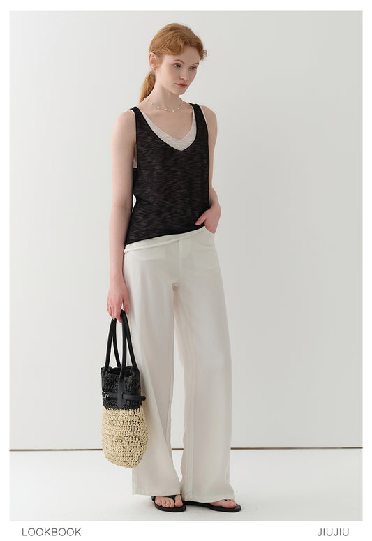 High-Waist Lyocell Denim Pants