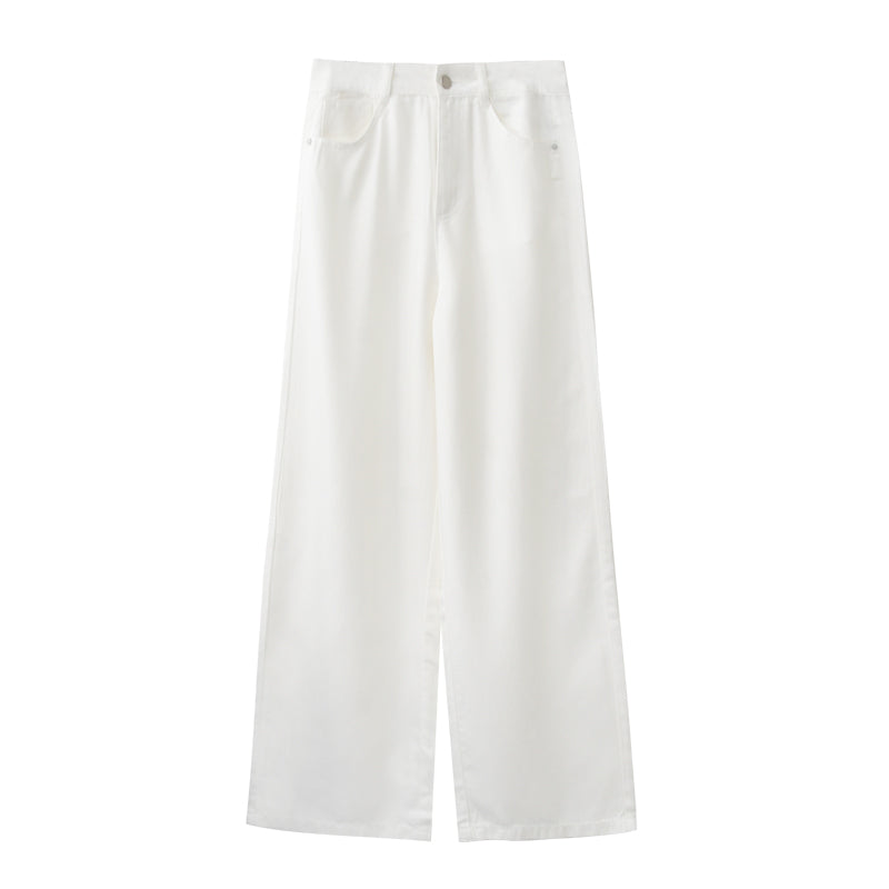 High-Waist Lyocell Denim Pants