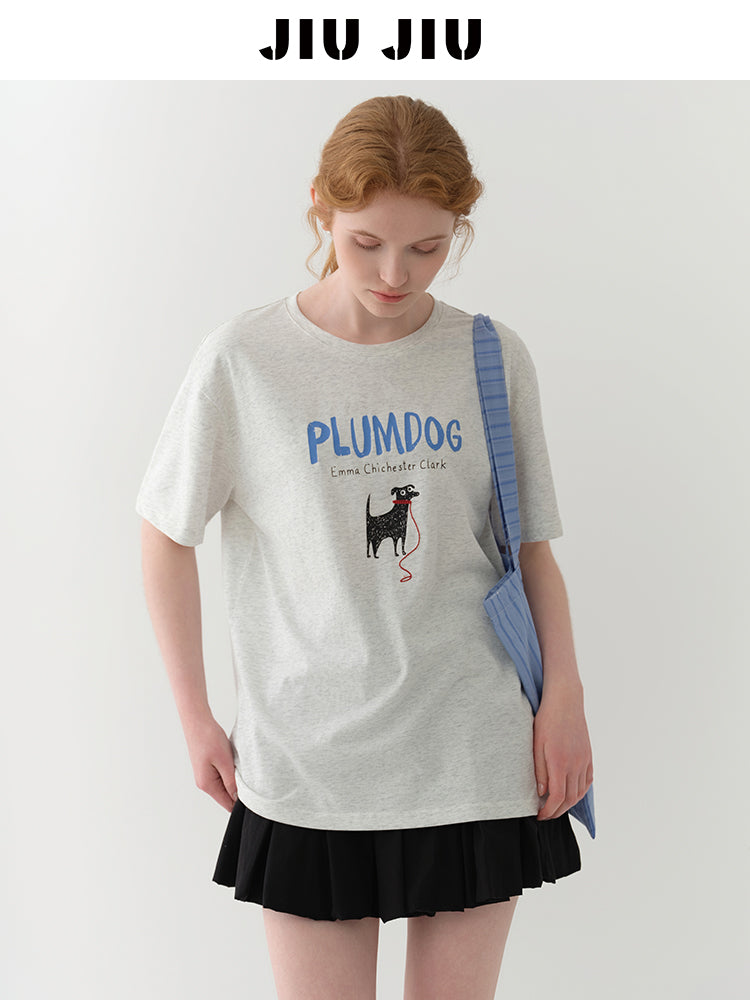 Dog Print T-Shirt With Embroidery Detail