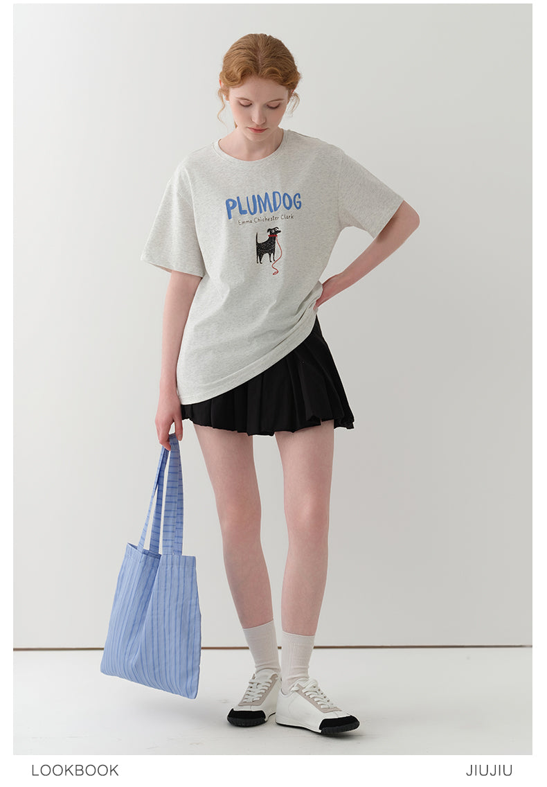 Dog Print T-Shirt With Embroidery Detail