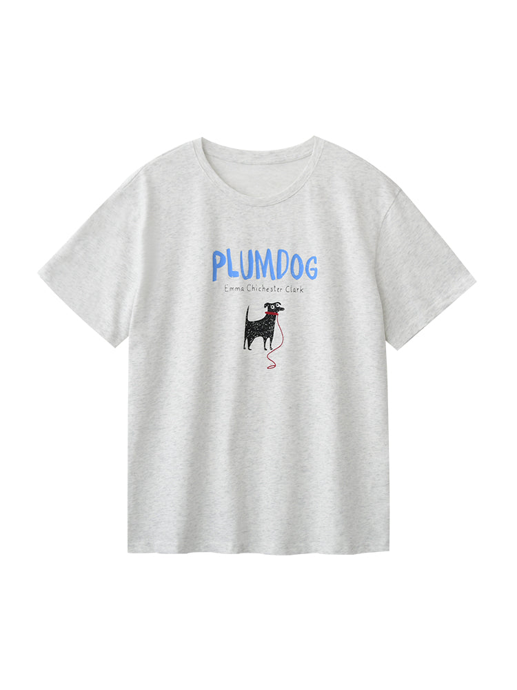 Dog Print T-Shirt With Embroidery Detail