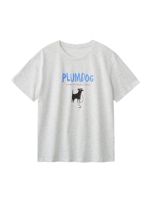 Dog Print T-Shirt With Embroidery Detail