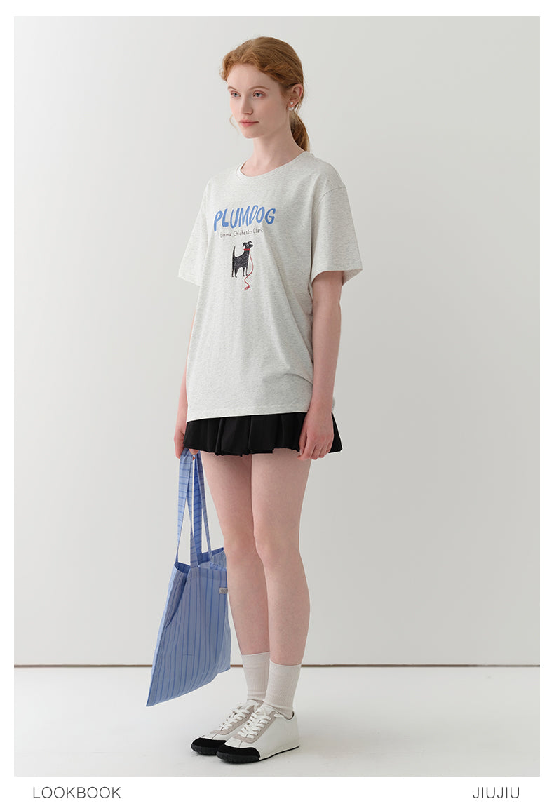 Dog Print T-Shirt With Embroidery Detail