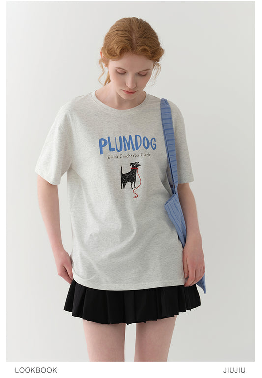 Dog Print T-Shirt With Embroidery Detail