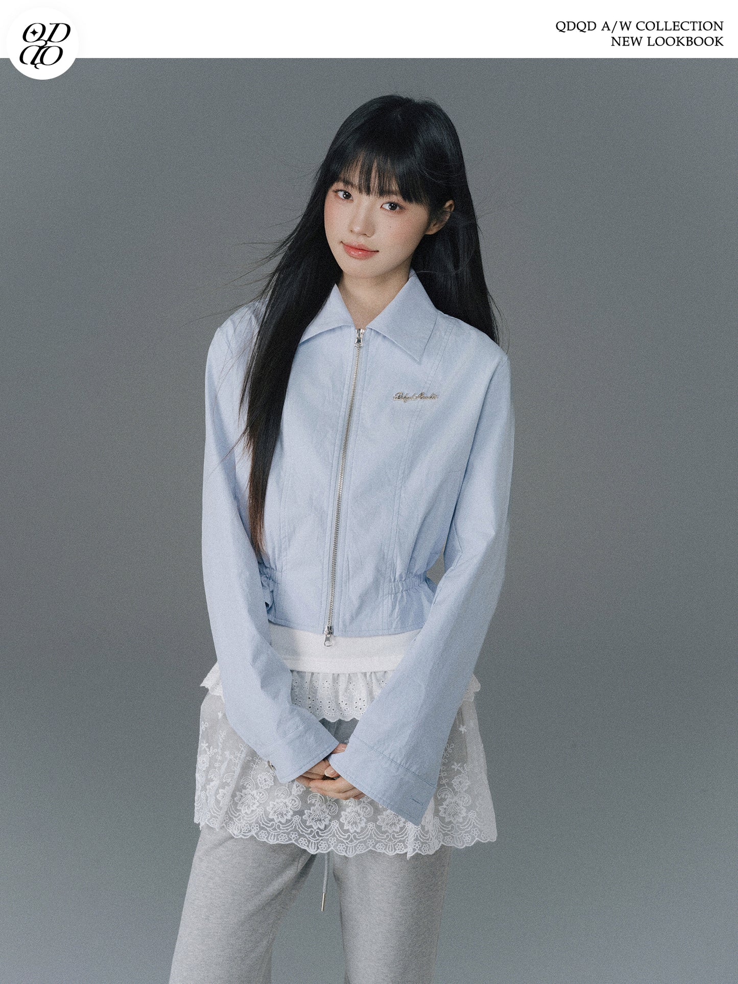 Cinched Waist Zip-Up Jacket With Charm
