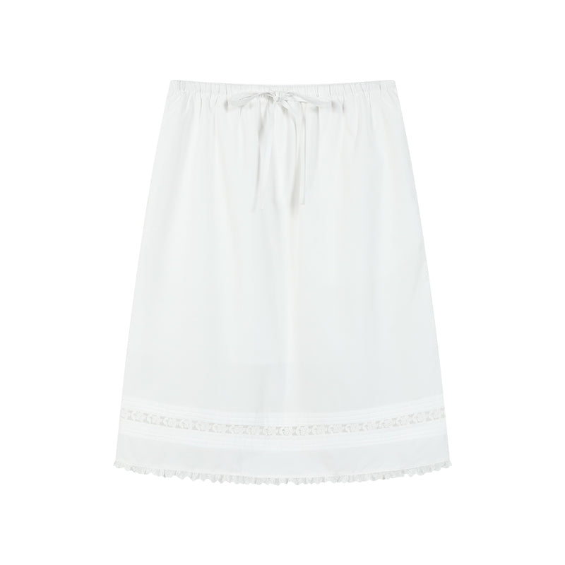 Lace-Accented Puff-Sleeve Blouse & Midi Skirt