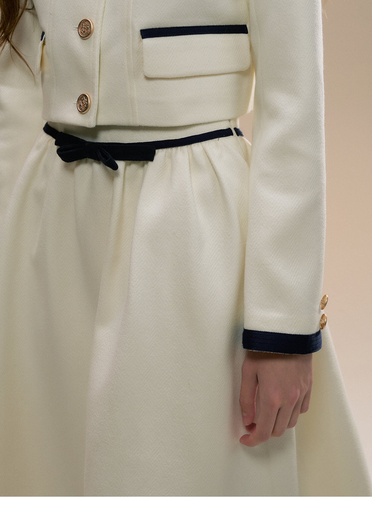 Sailor Collar Jacket & A-Line Frilled Skirt