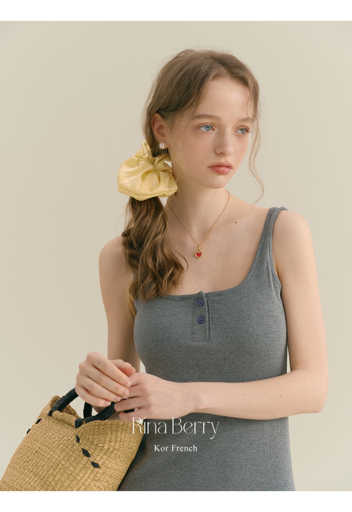 Minimalist Henley Neck Tank Dress & Denim Shirt