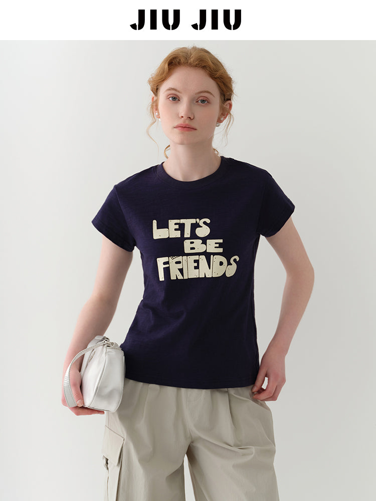 Message Printed Cotton T-Shirt