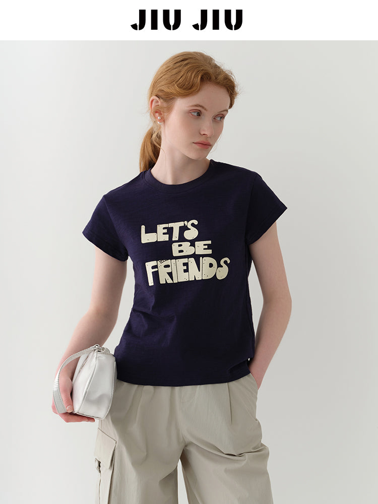 Message Printed Cotton T-Shirt