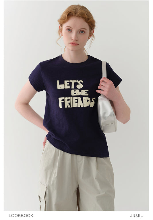 Message Printed Cotton T-Shirt