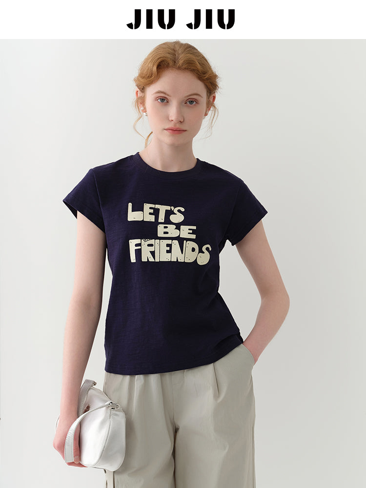 Message Printed Cotton T-Shirt