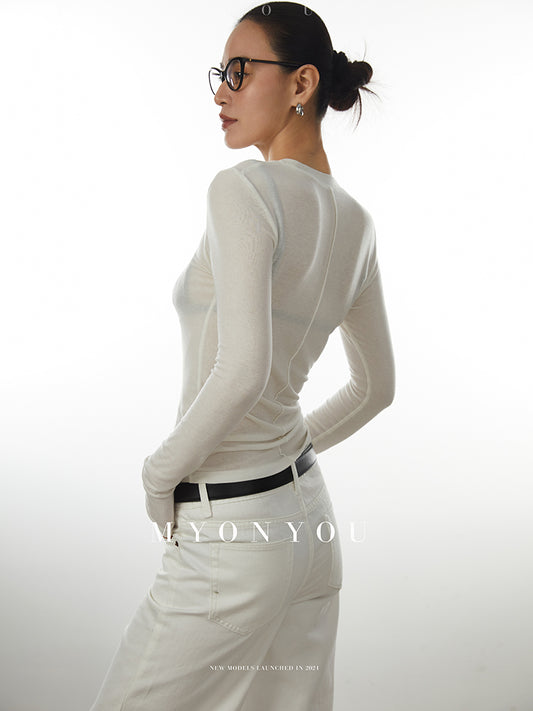 Stretchy Slim Sheer Knit Top