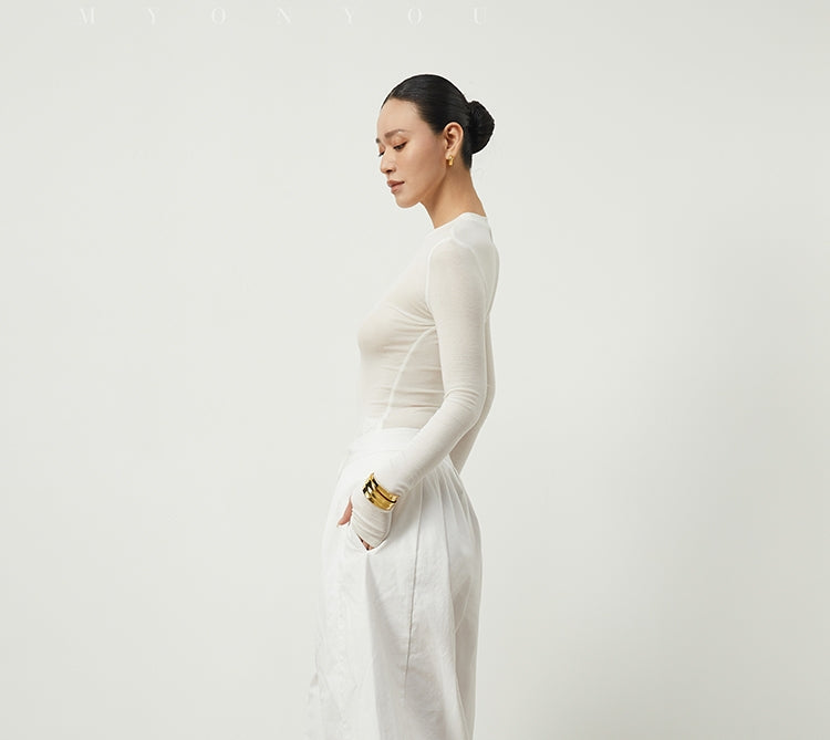 Stretchy Slim Sheer Knit Top