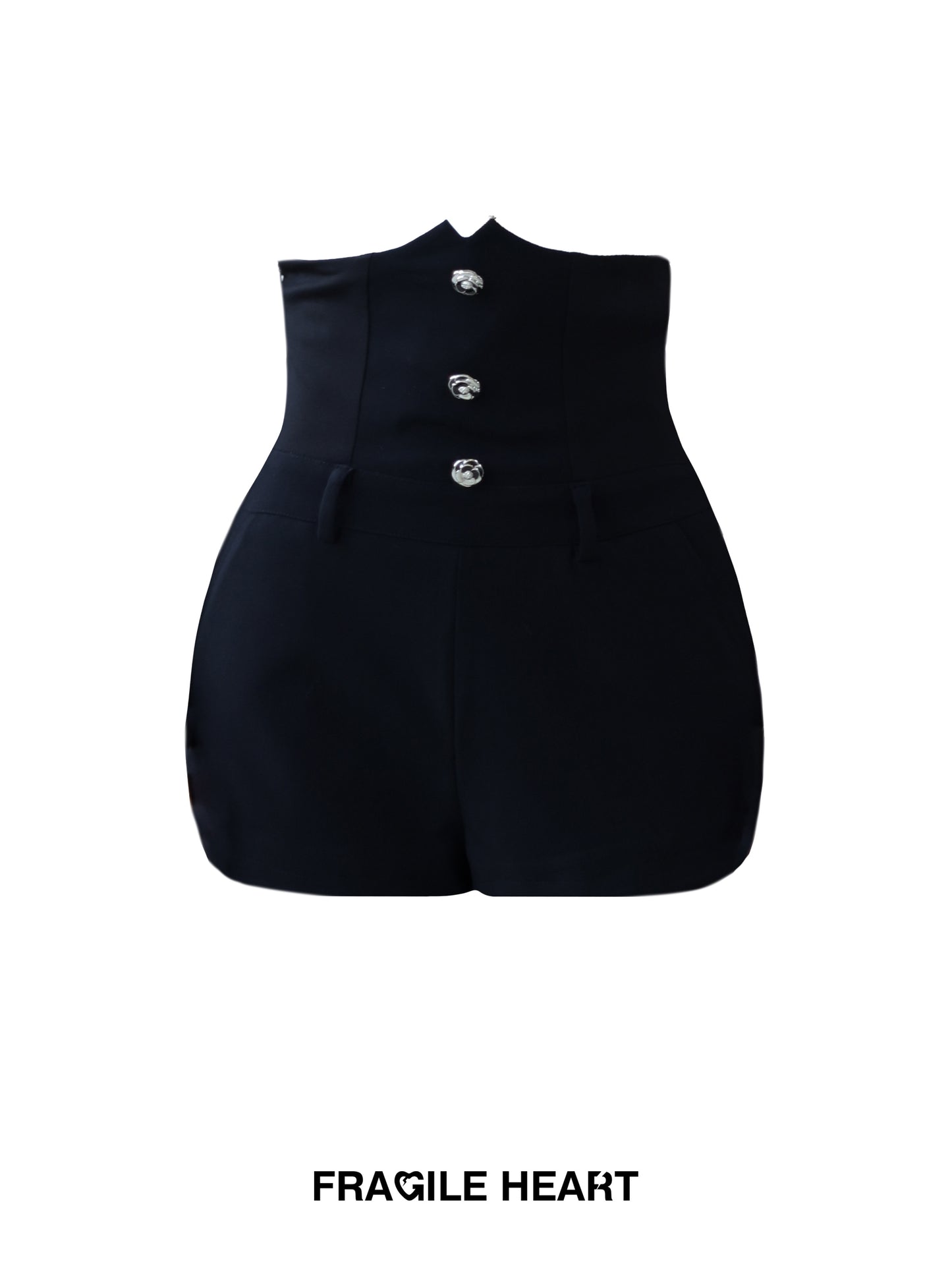Corset-Inspired Blouse & Button-Front High-Waisted Shorts