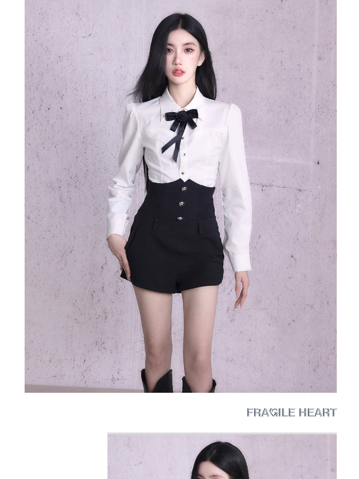 Corset-Inspired Blouse & Button-Front High-Waisted Shorts