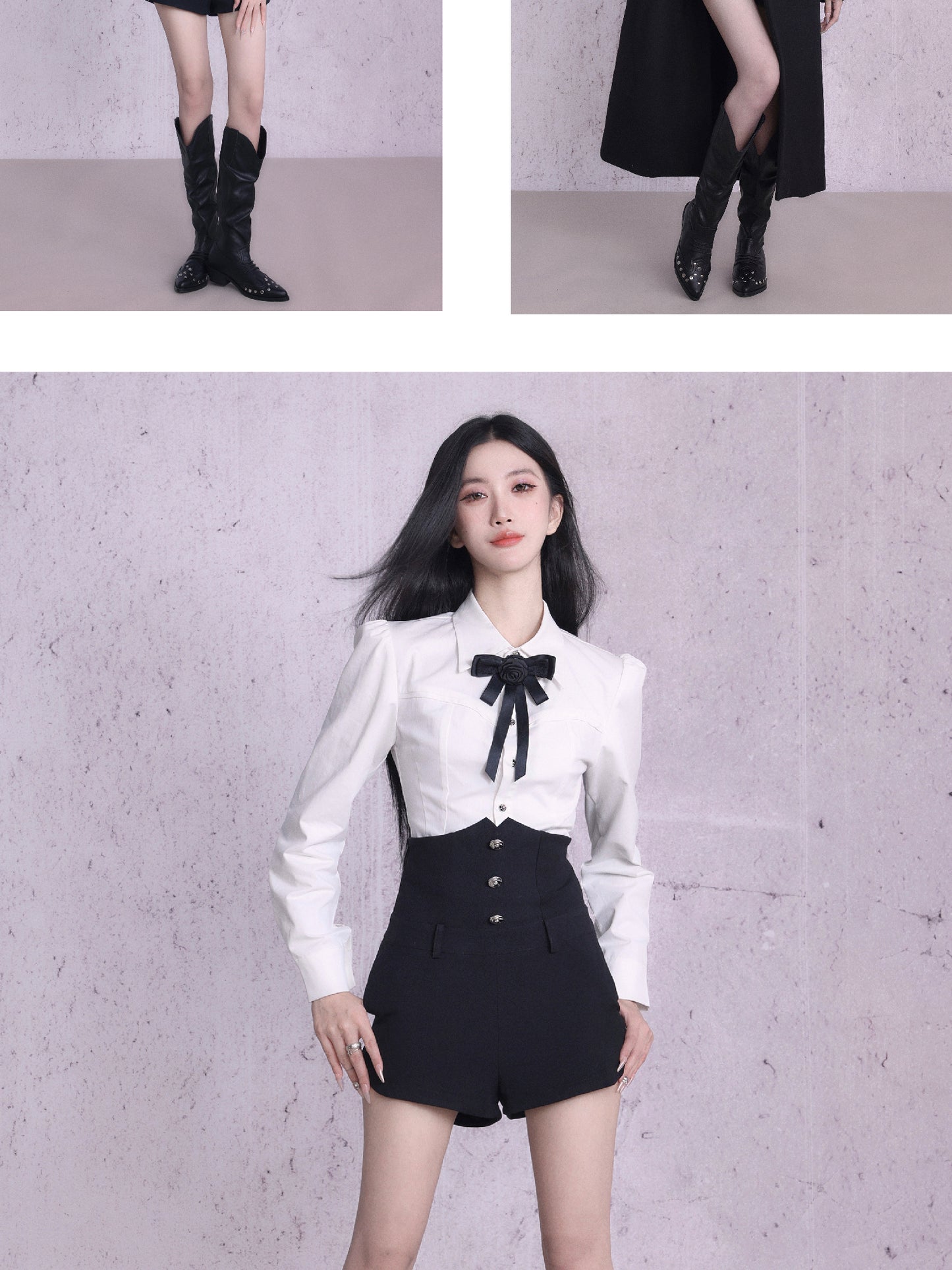 Corset-Inspired Blouse & Button-Front High-Waisted Shorts