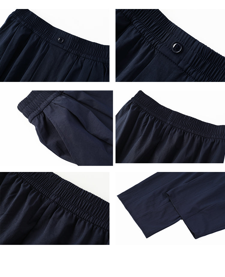 Relaxed Crinkled Wide-Leg Cropped Pants