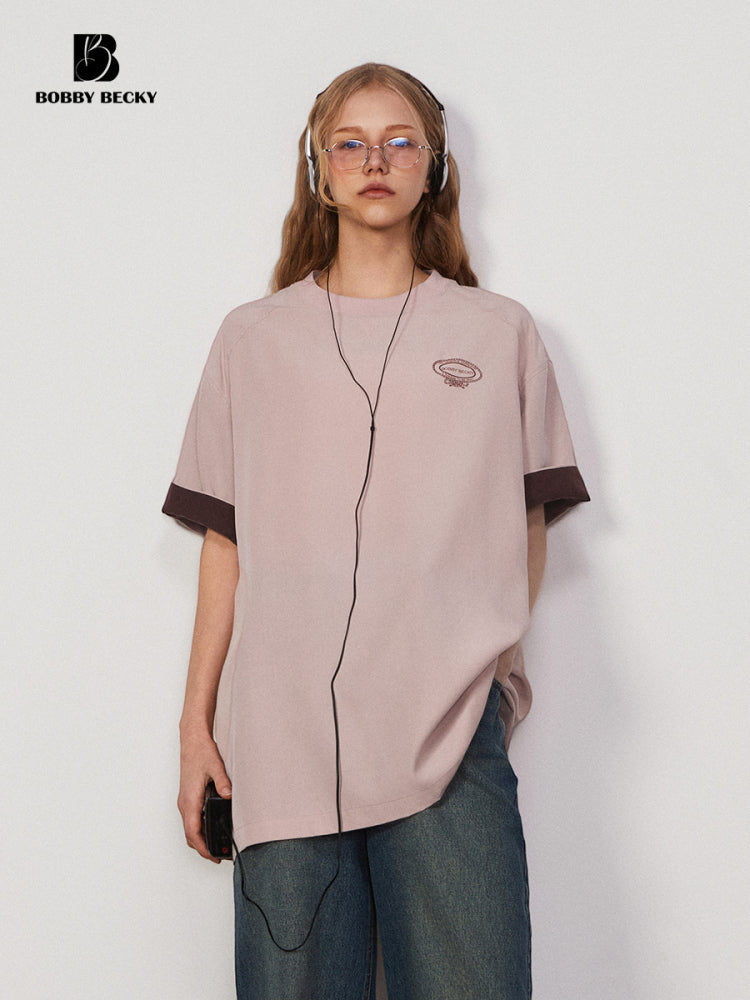 Casual Two-Tone Loose Fit T-Shirt