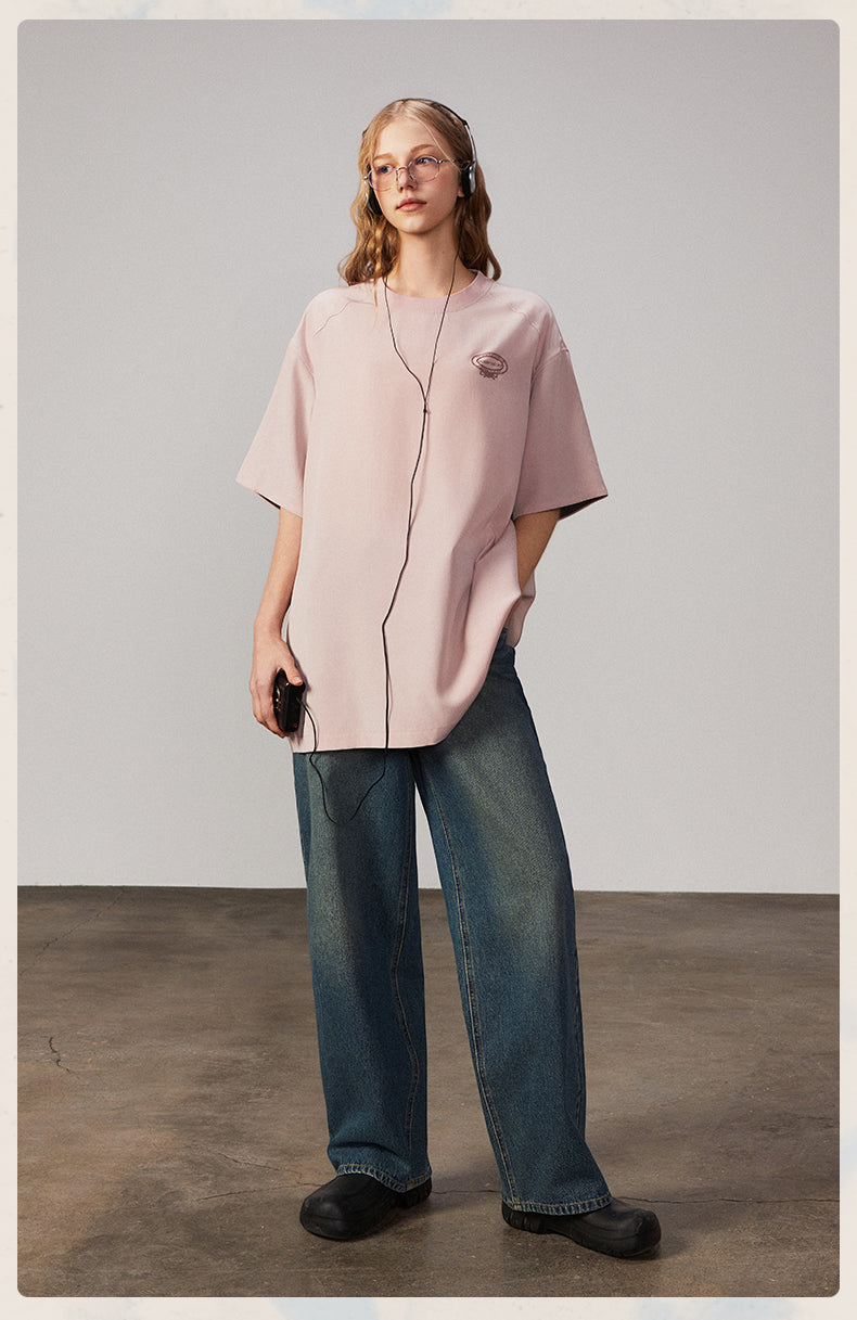 Casual Two-Tone Loose Fit T-Shirt