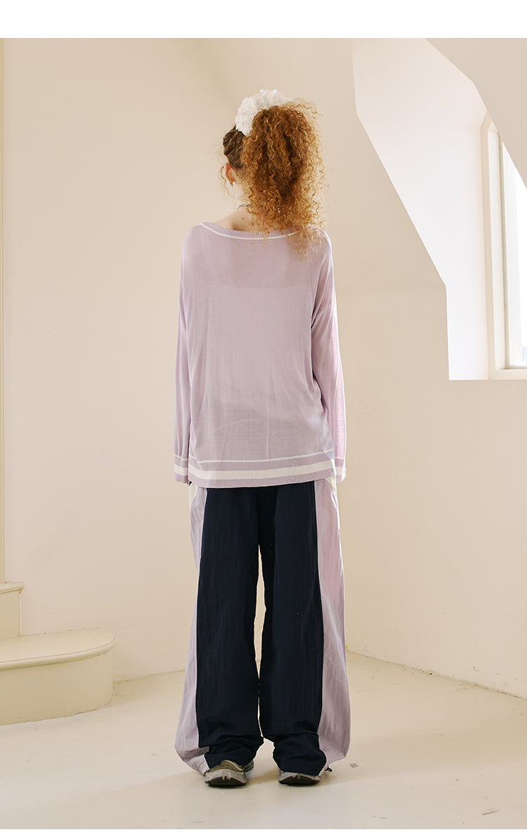 V-Neck Lace-Up Knit Top