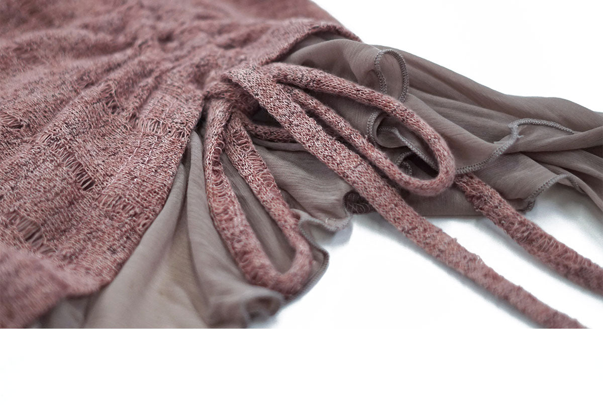 Ruffled Punk Knit Top With Tie Detail
