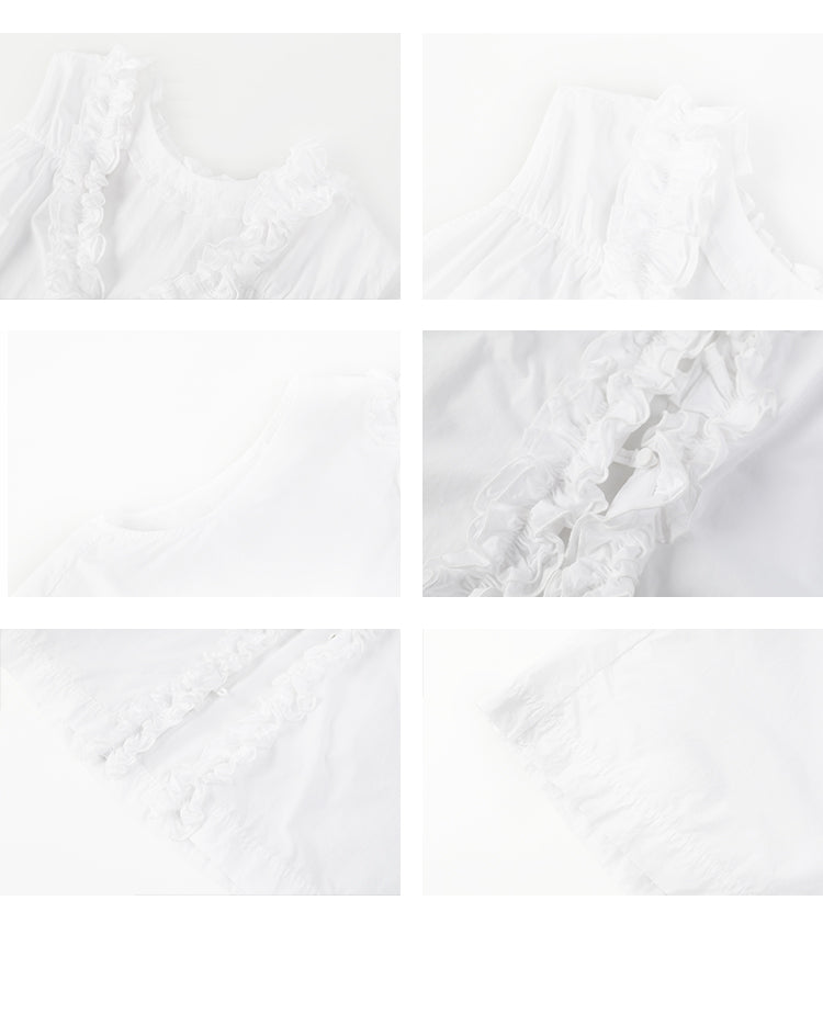 Reversible Sleeveless Ruffled Top, Raw Hem Jeans