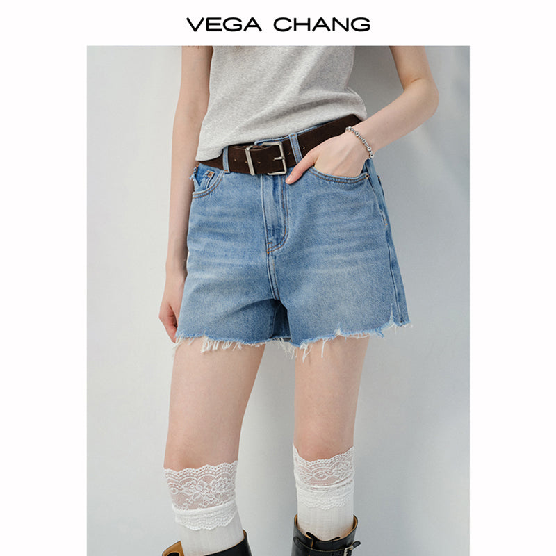 Reversible Sleeveless Ruffled Top, Raw Hem Jeans