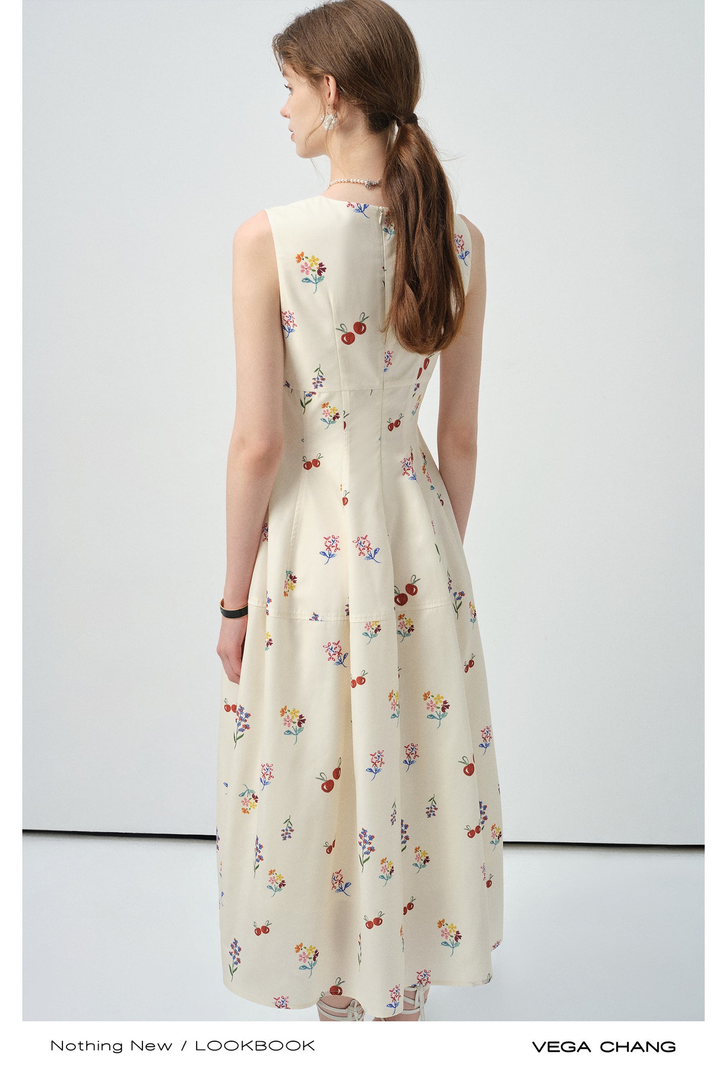 Sleeveless Floral Tailored Dress