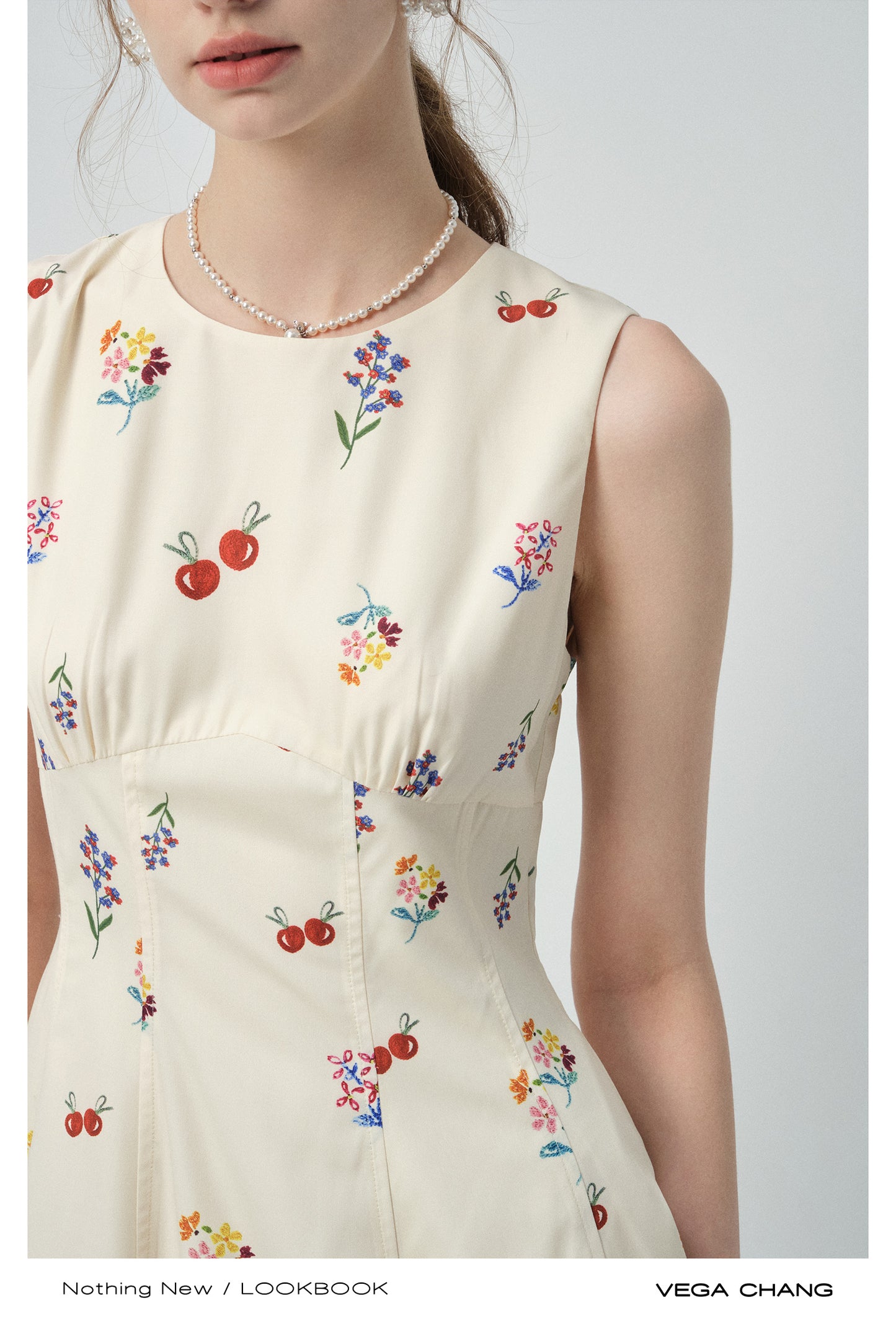 Sleeveless Floral Tailored Dress