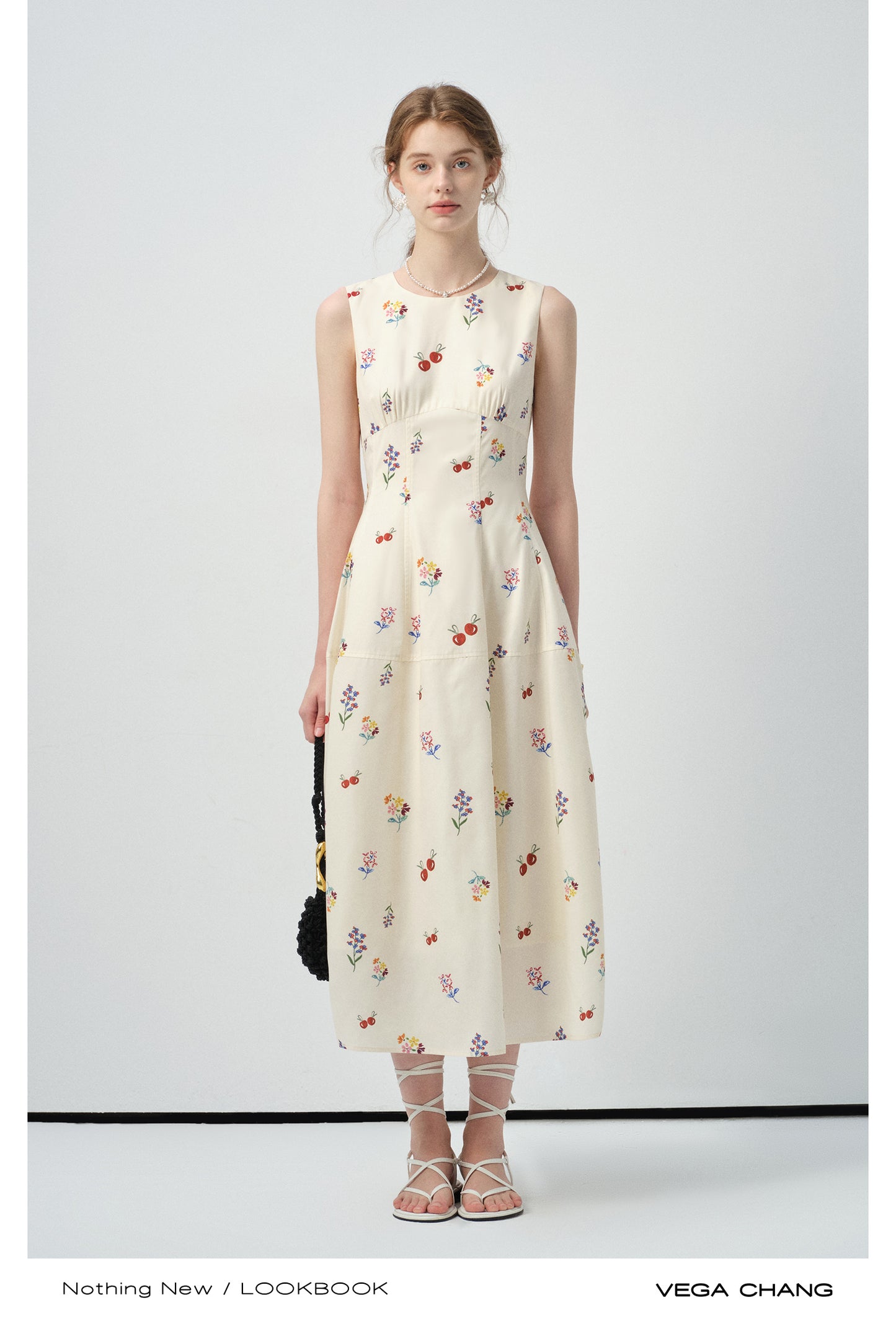 Sleeveless Floral Tailored Dress