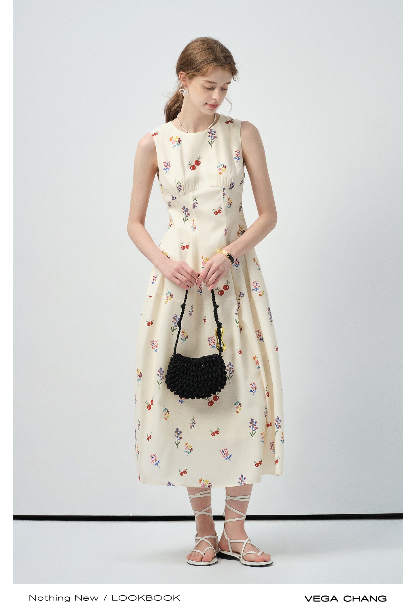 Sleeveless Floral Tailored Dress