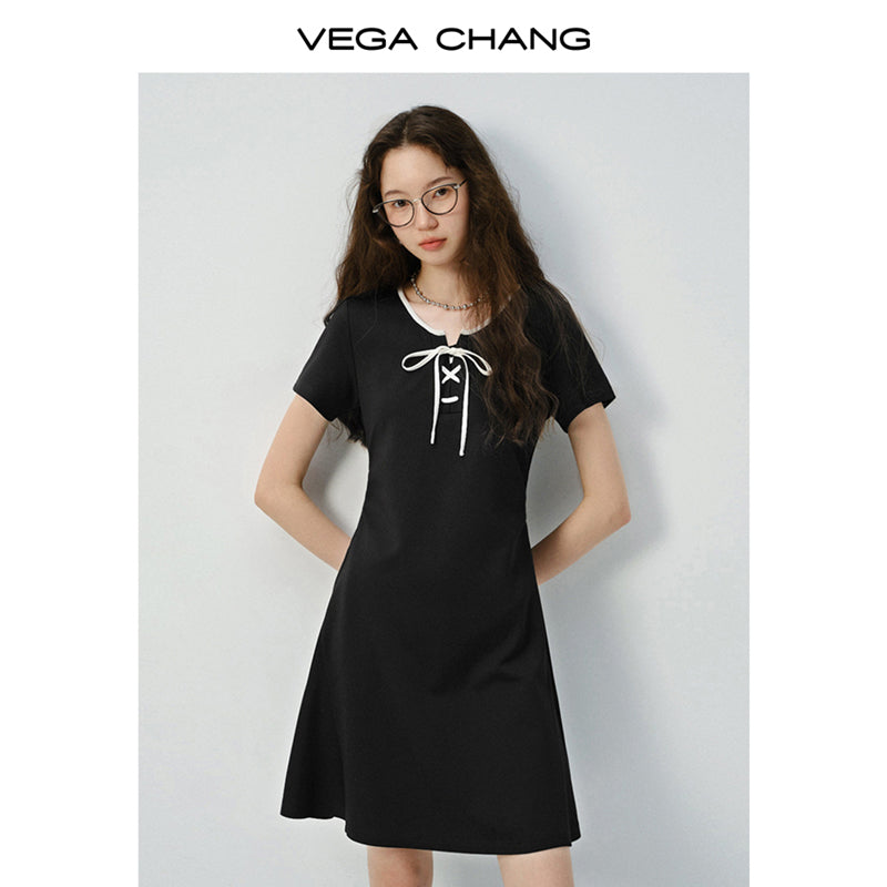 Lace-Up Cotton Blend T-Shirt Dress In 2 Lengths