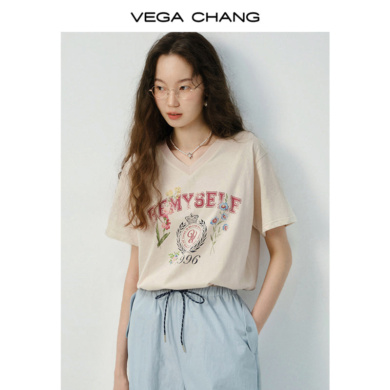 V-Neck Floral Print T-Shirt & Drawstring Pants