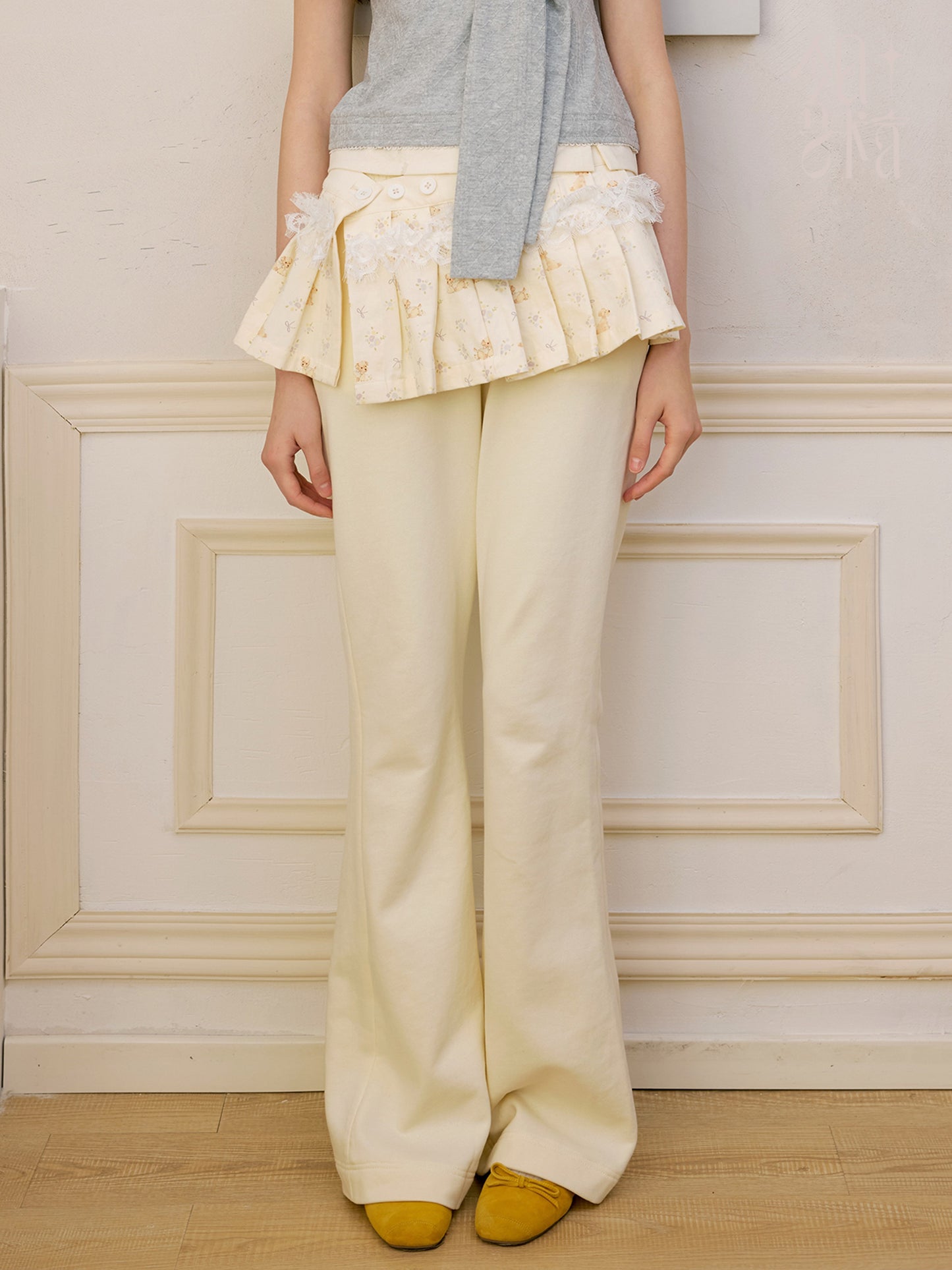 Puppy Print Hoodie & Pants With Removable Skirt Overlay