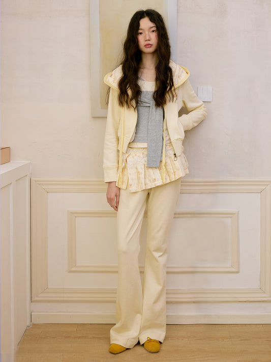 Puppy Print Hoodie & Pants With Removable Skirt Overlay