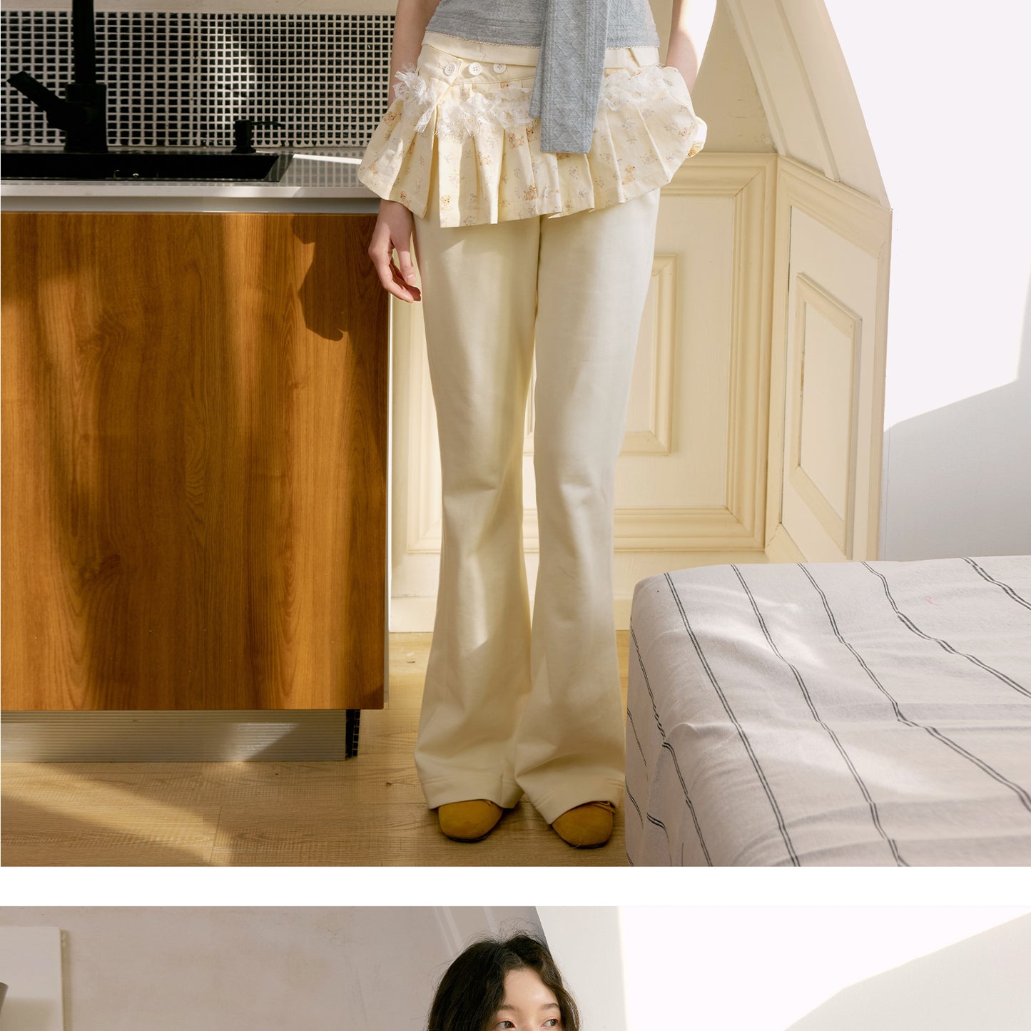 Puppy Print Hoodie & Pants With Removable Skirt Overlay