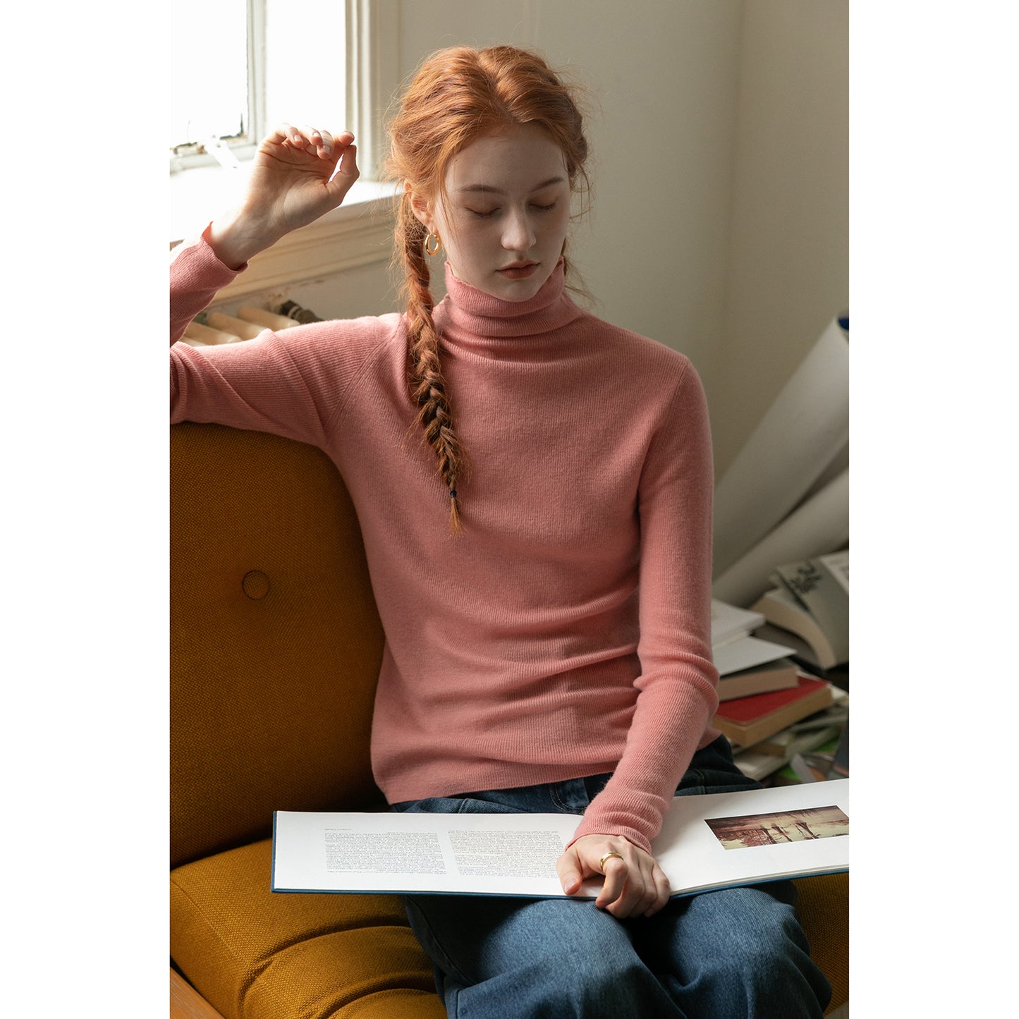 Slim Fit High Neck Merino Wool Sweater