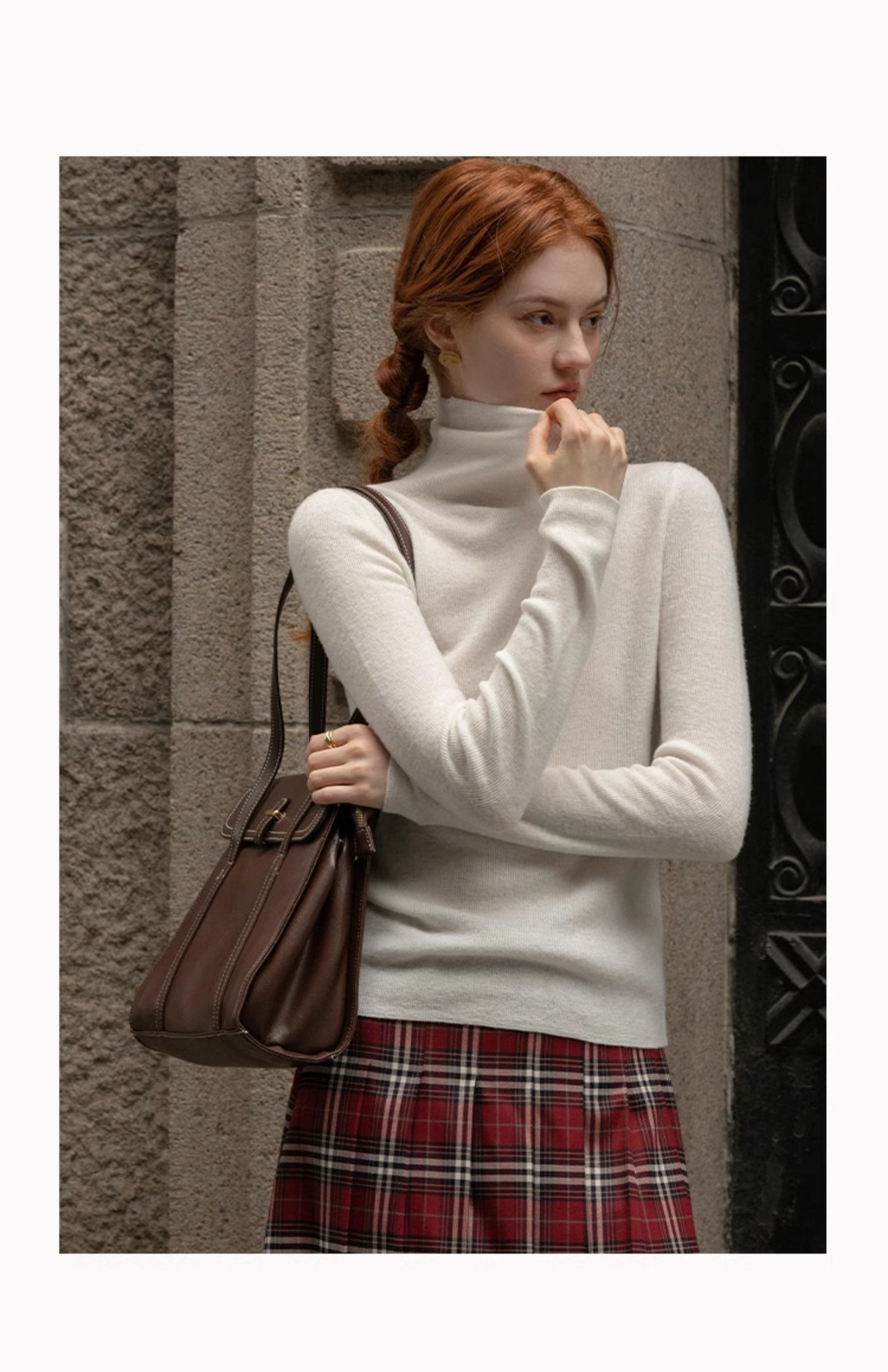 Slim Fit High Neck Merino Wool Sweater