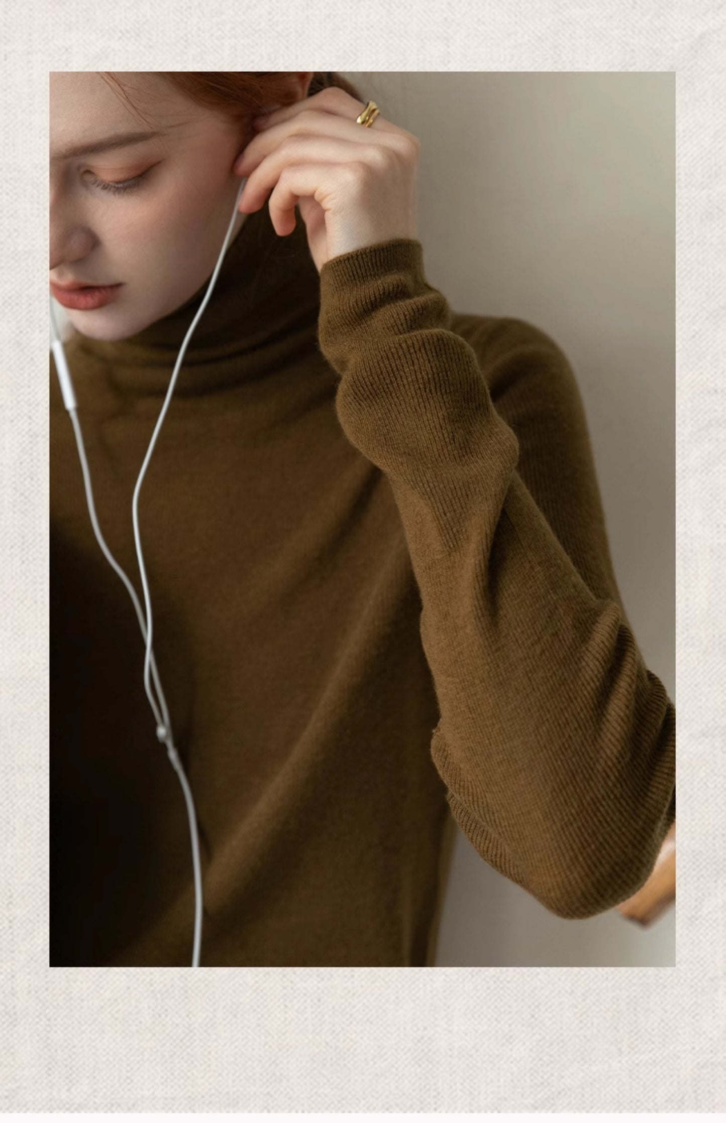 Slim Fit High Neck Merino Wool Sweater