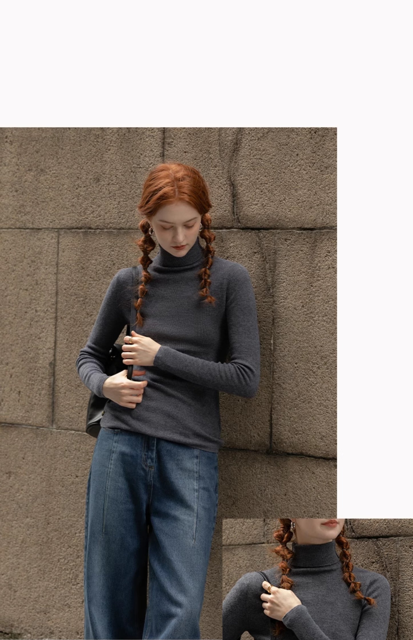 Slim Fit High Neck Merino Wool Sweater
