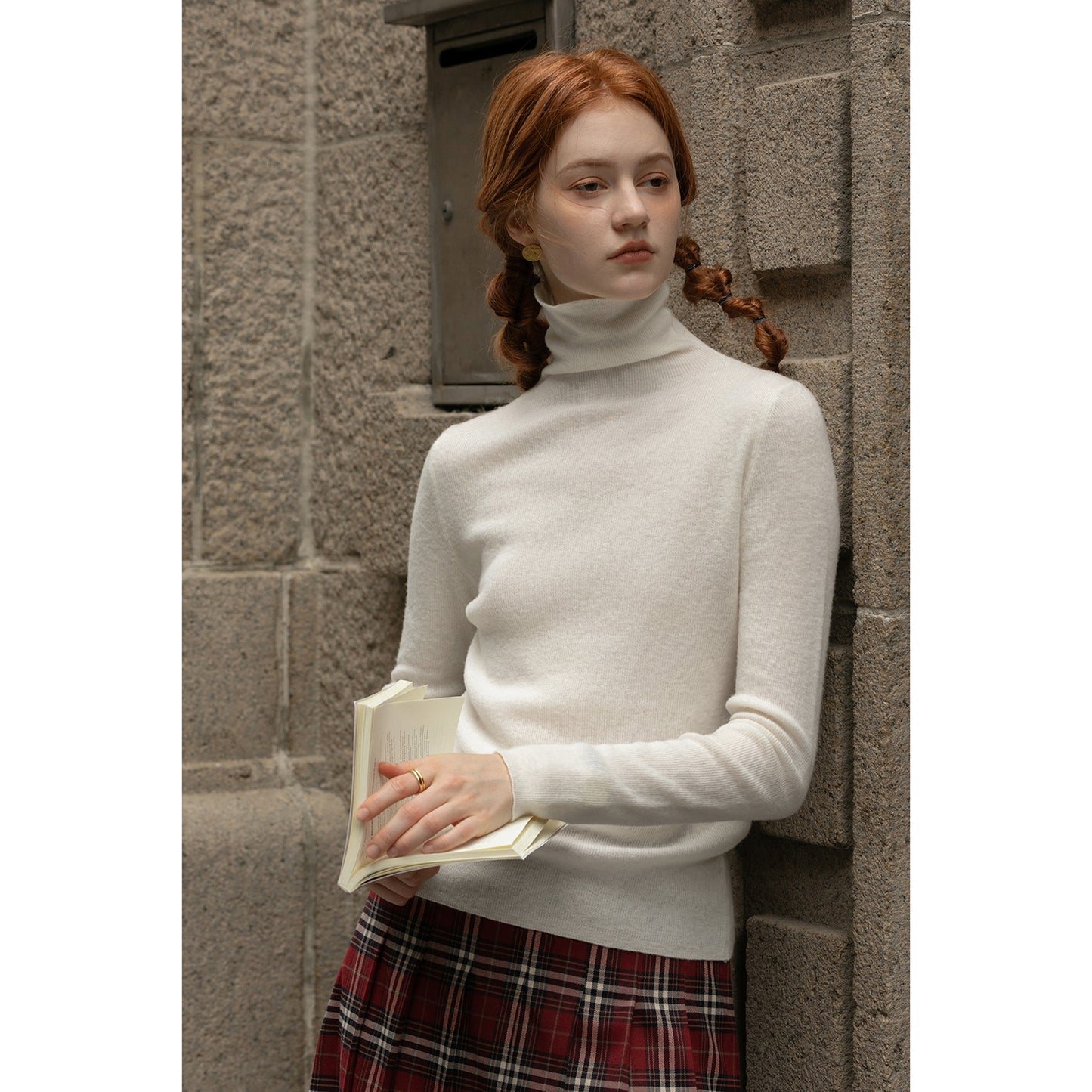 Slim Fit High Neck Merino Wool Sweater