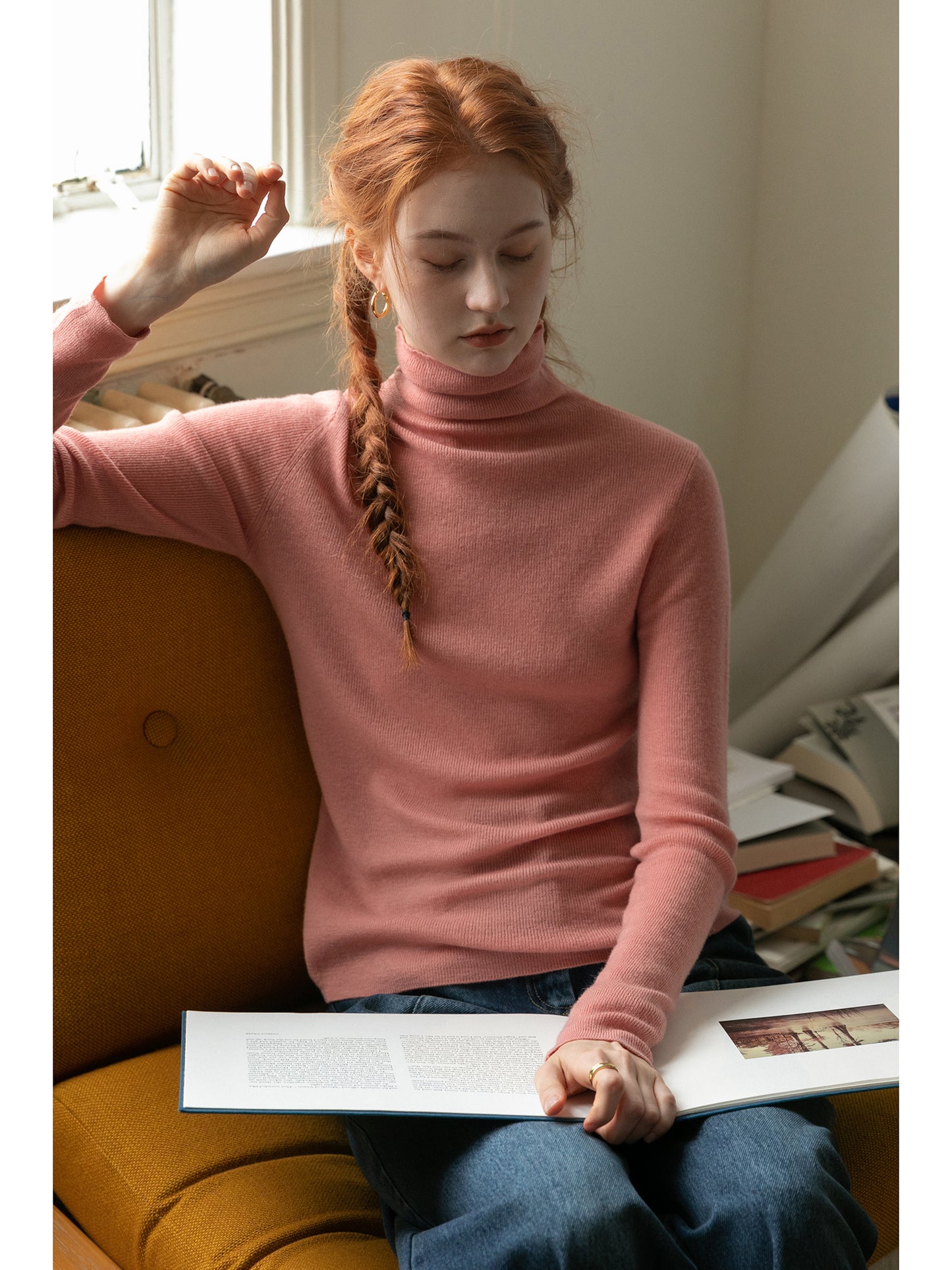 Slim Fit High Neck Merino Wool Sweater