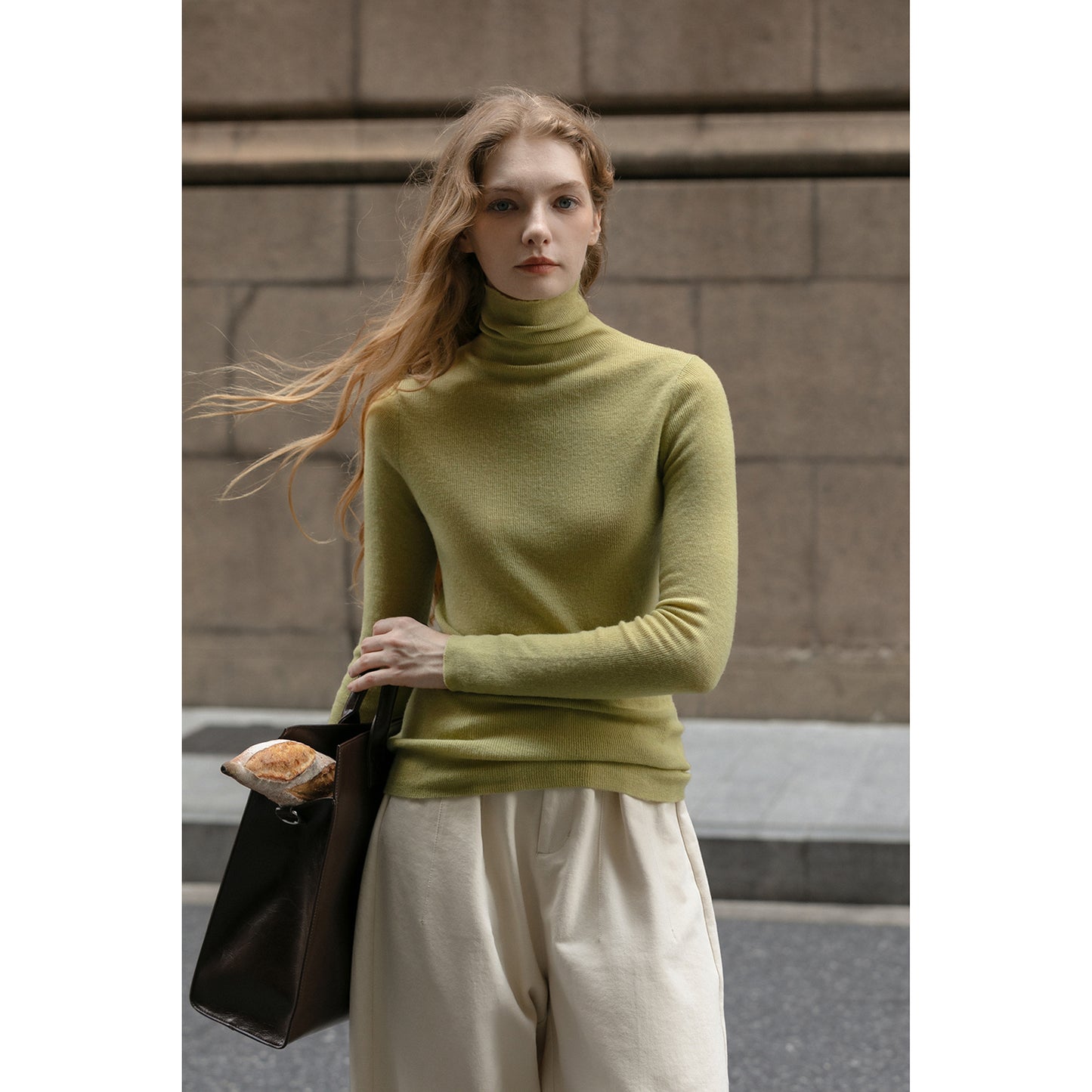 Slim Fit High Neck Merino Wool Sweater