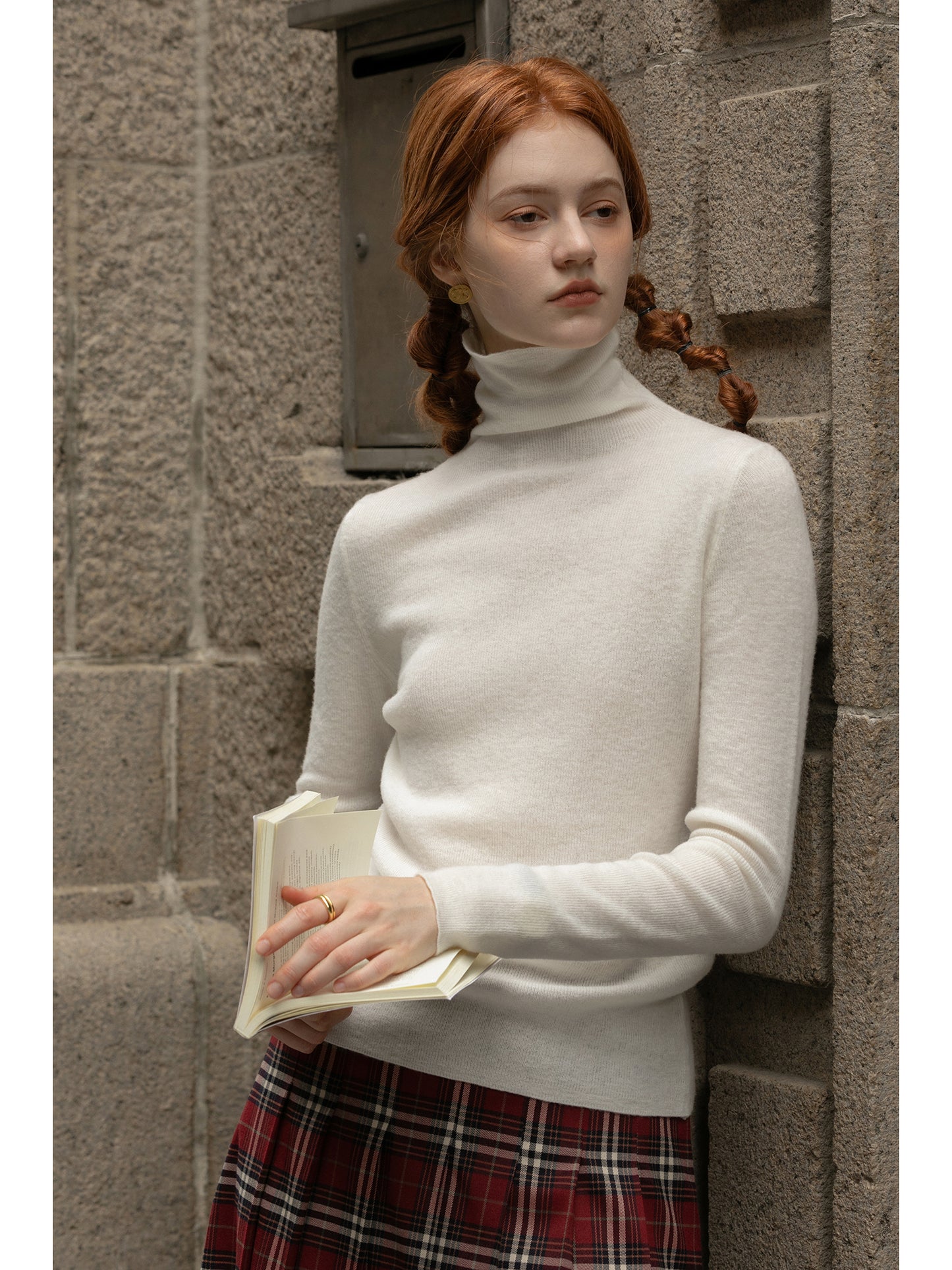 Slim Fit High Neck Merino Wool Sweater