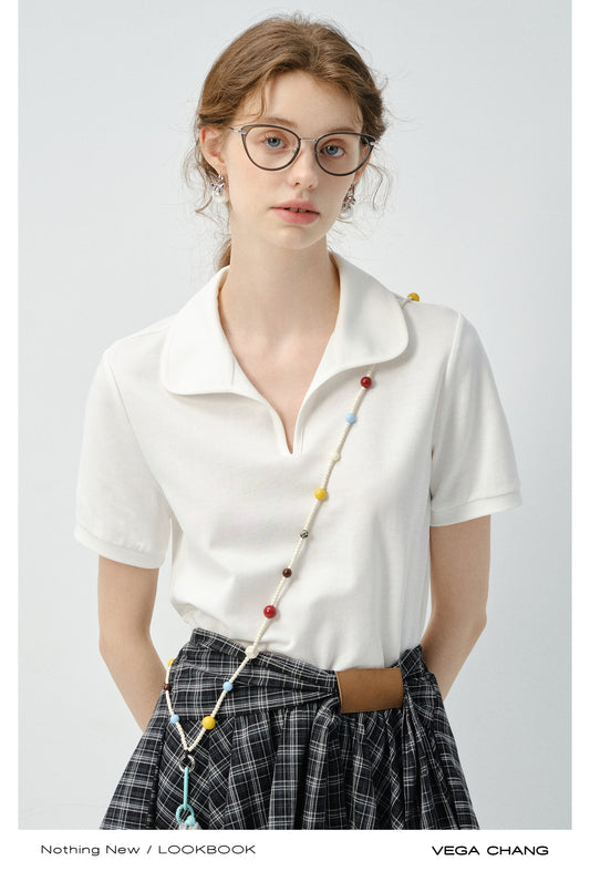 Minimalist Round Polo Collar Top