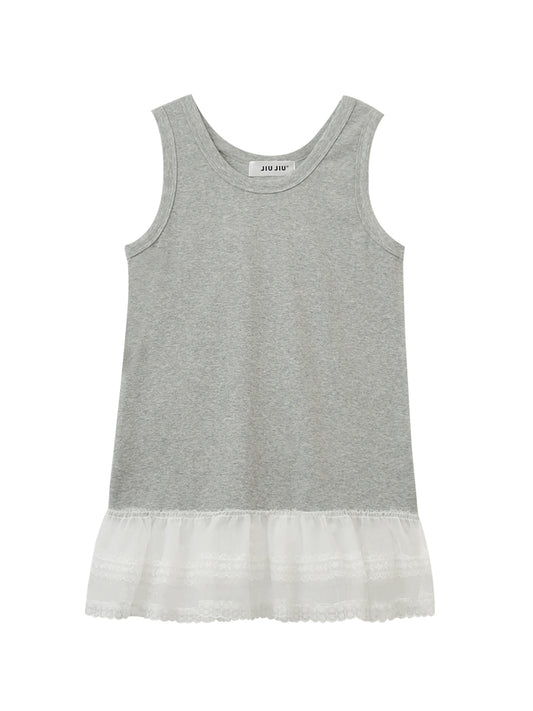 Lace-Trimmed Rib Tank Top