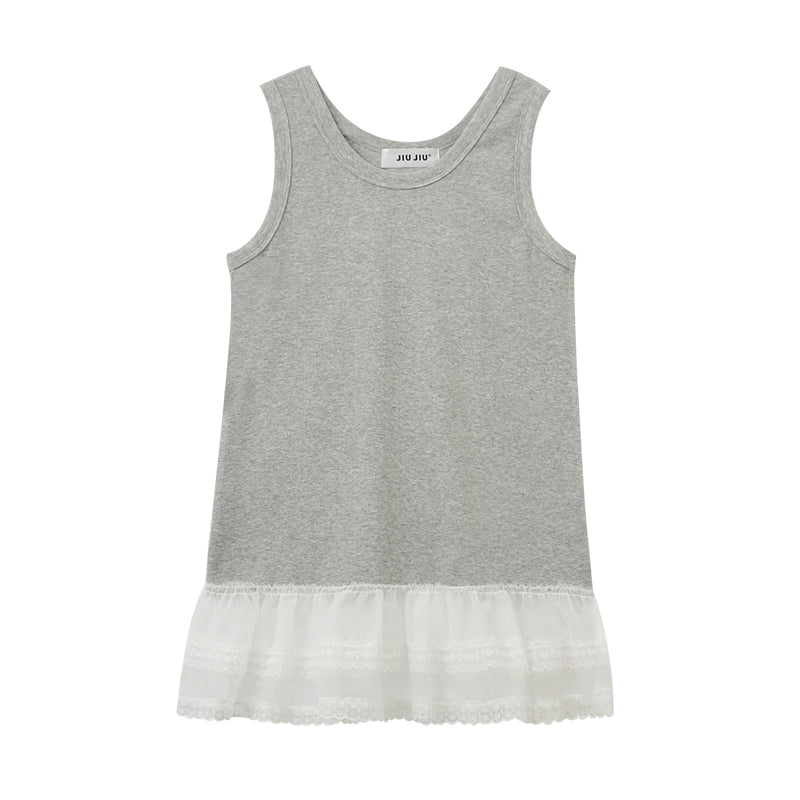 Lace-Trimmed Rib Tank Top