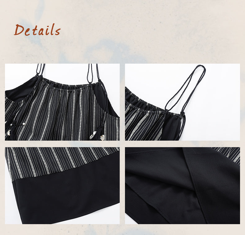 Pure Cotton A-Line Dress With Tassel Strap