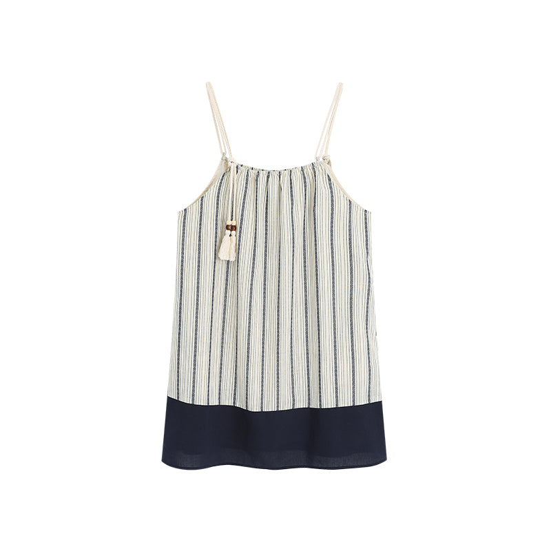 Pure Cotton A-Line Dress With Tassel Strap